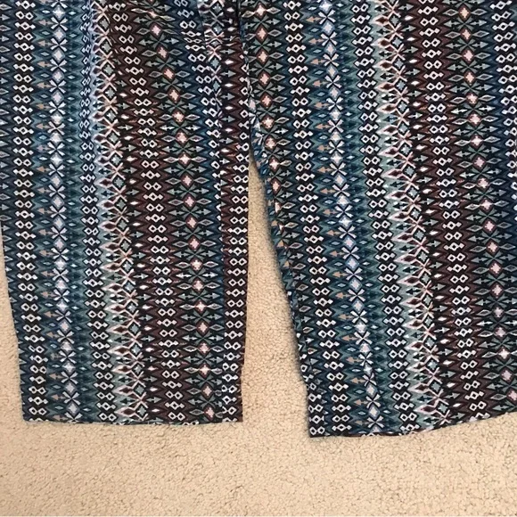 Jessica Simpson Boho Harem Cabana Pants Womens Medium Baggy Relaxed Teal Brown - Picture 11 of 13